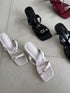 Square Open Toe Double Straps Heel
